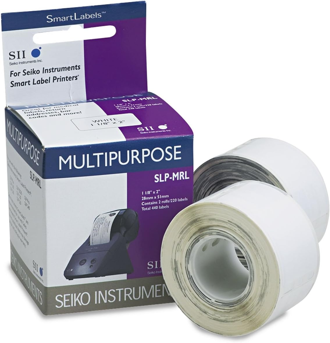 Etiquetas - Blancas - 1,1 x 2 pulgadas - para las series Slp400, 200 y 100, Slp-Ez30 y DYM