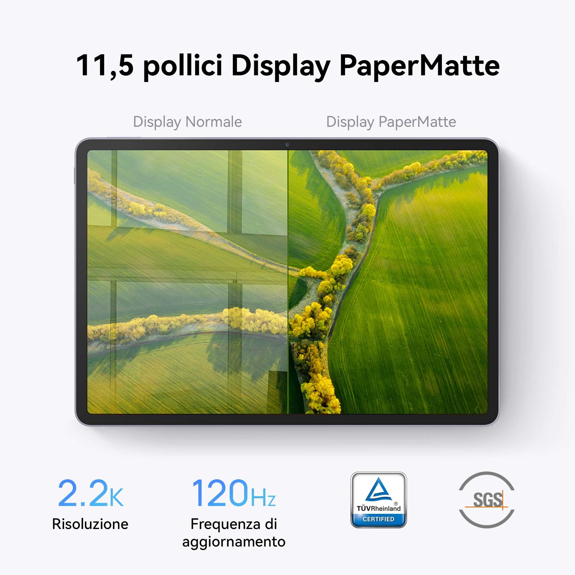 HUAWEI MatePad 11,5, Tablet 8+256GB, PaperMatte Edition, FullView da 11,5 pollici, 2.2K Risoluzione, Ricarica Veloce 22.5W, WPS Office, Batteria Duratura da 7700 mAh, Camera 13 MP, 30 mesi di garanzia