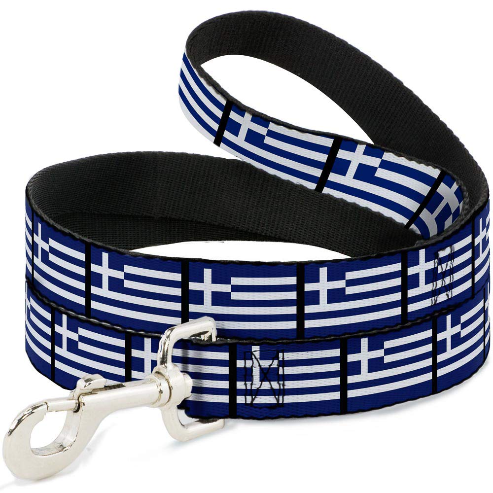 Buckle-Down Hundeleine Mit Griechischer Flagge – Schmal, 1,27 Cm, 6 Fuß (ca. 1,8 M)
