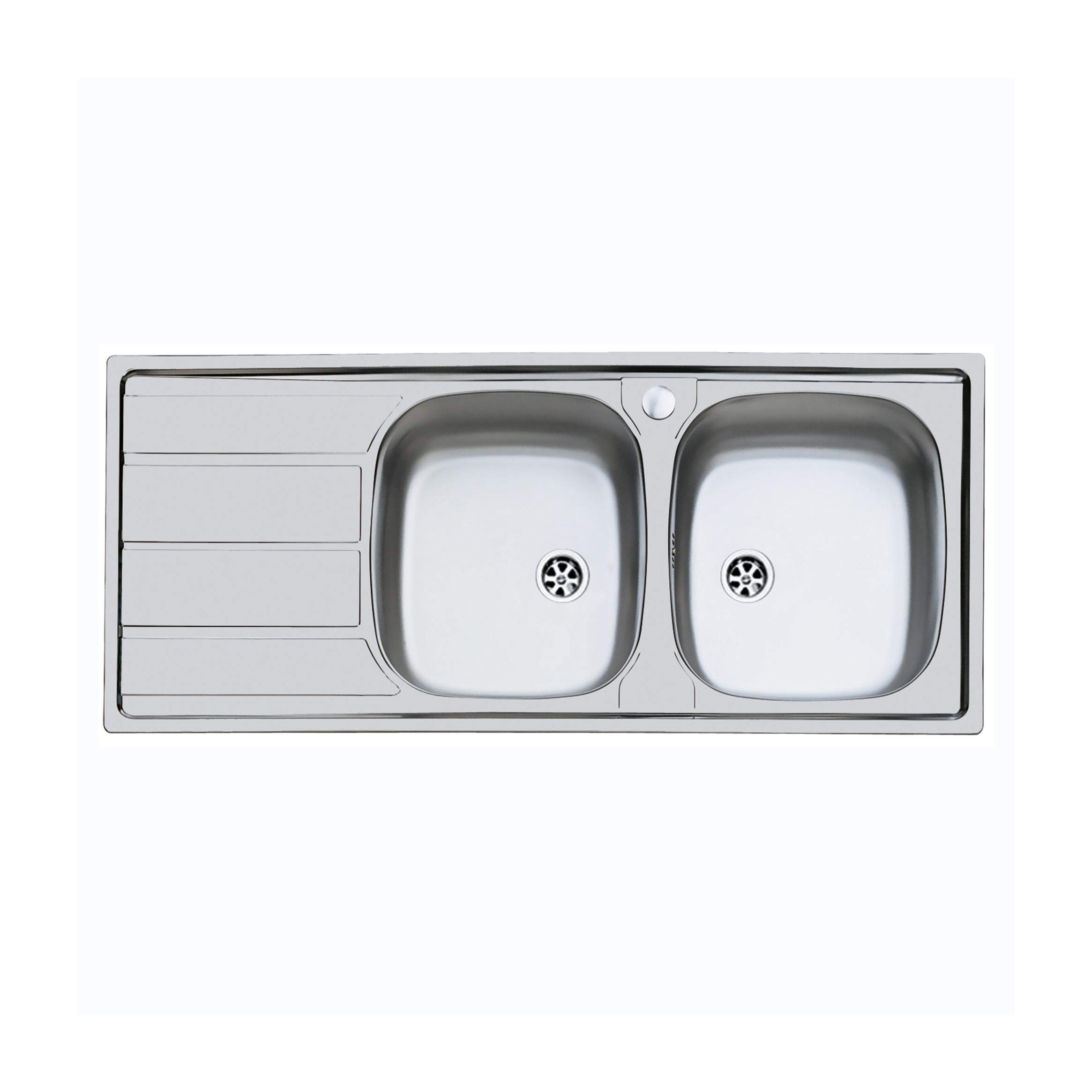 Idro Bric U81022 DX2 Lavello Inox 2 Vasche Destra con Sgocciolatoio, 116 x 50 cm