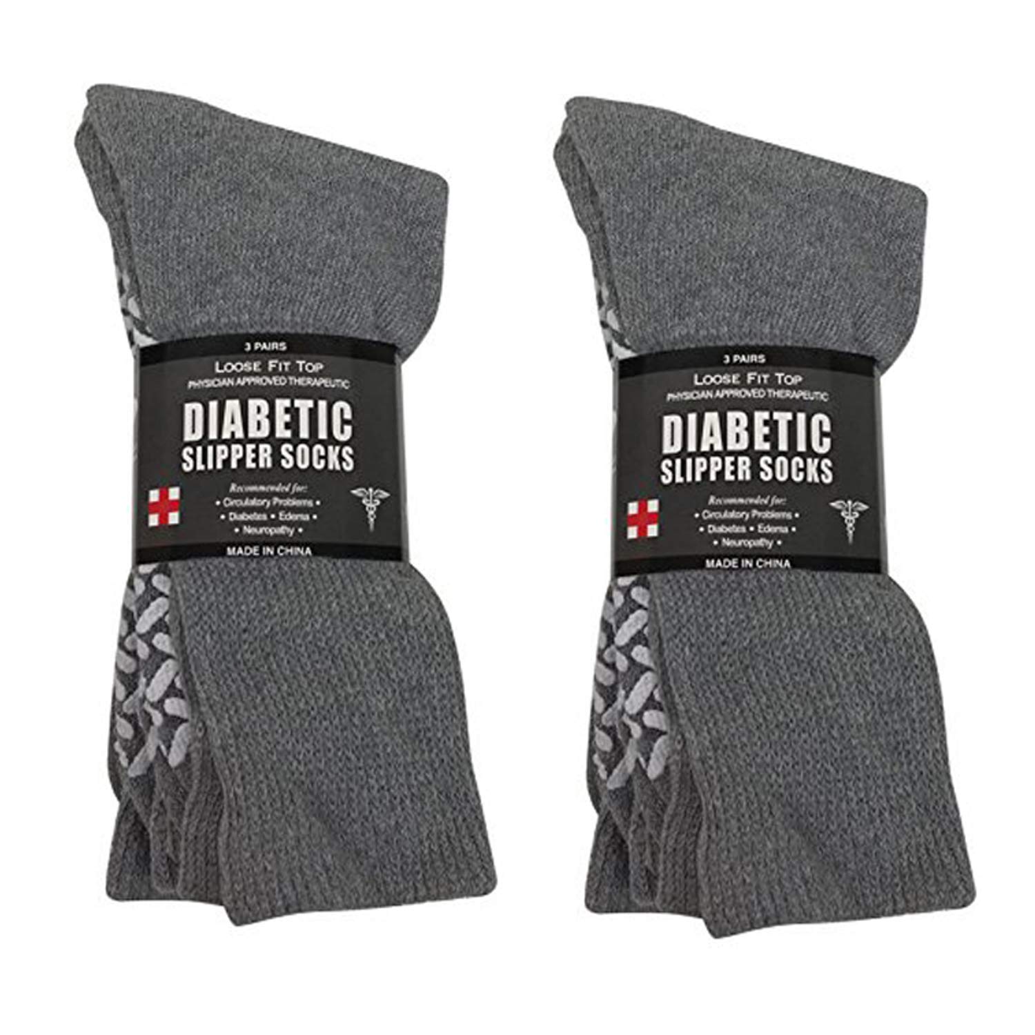 Personal Touch Diabetic Socks Non Skid Hospital Loose Fitting Slipper Socks With Gripper Bottoms 6 Pack Savings Gripper socks