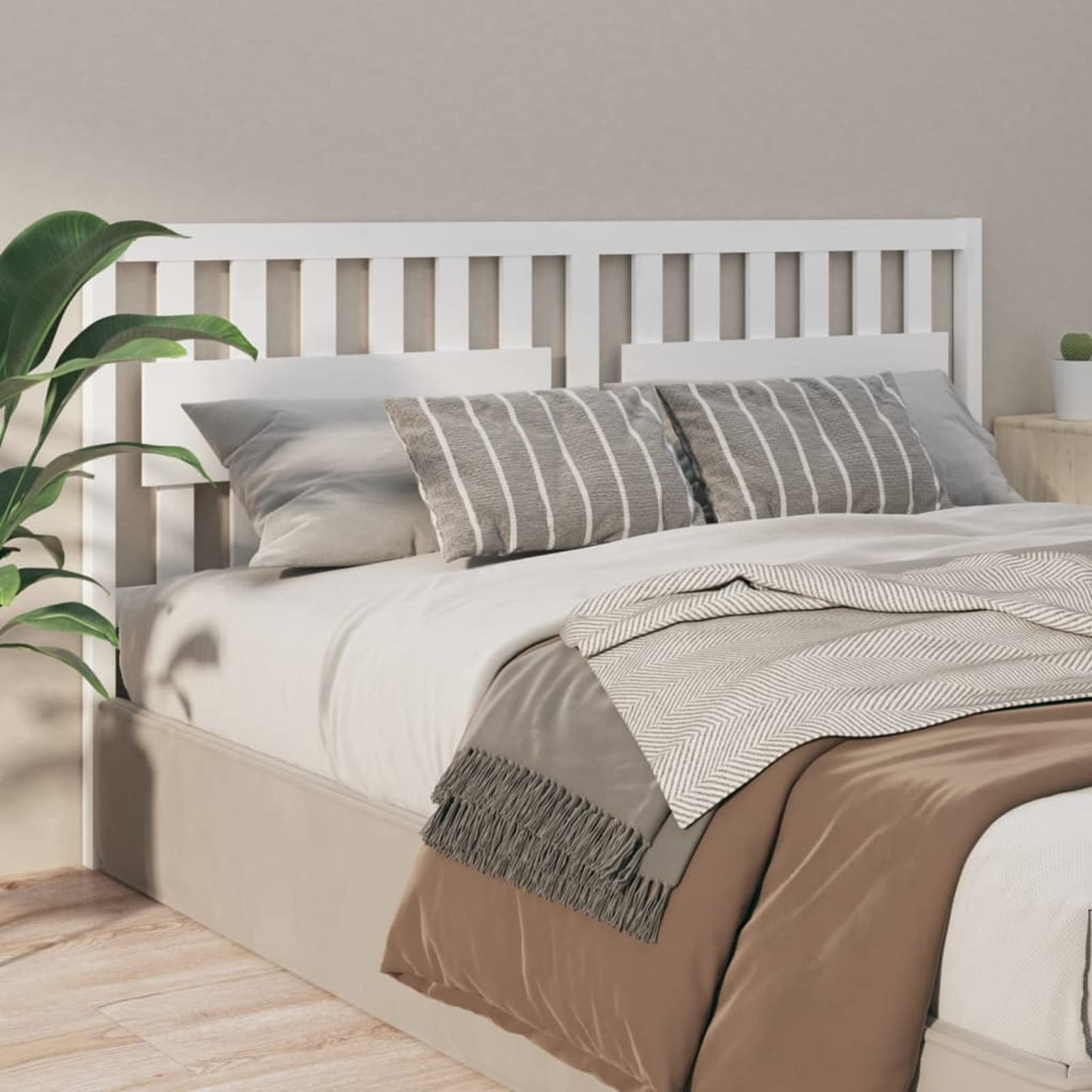 Cabecero de cama blanco 185,5 x 4 x 100 cm, madera maciza de pino, cabecero de cama, cabecero de cama de matrimonio, respaldo para cama y sofá, para dormitorio, salón, decoración de muebles