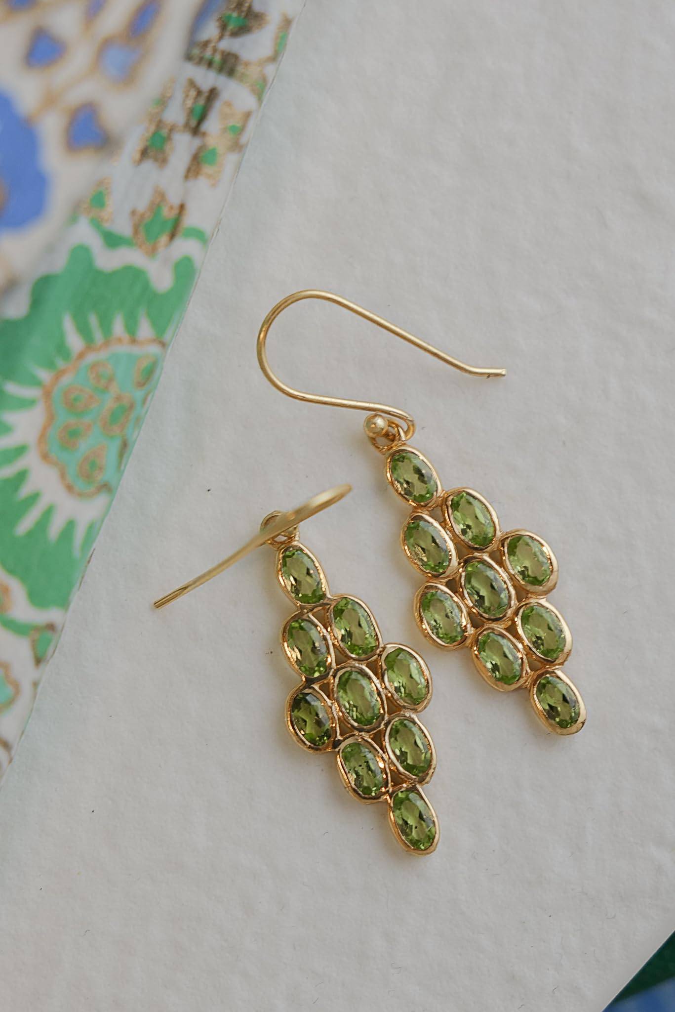 Boucles d'oreilles en argent sterling plaqué or péridot