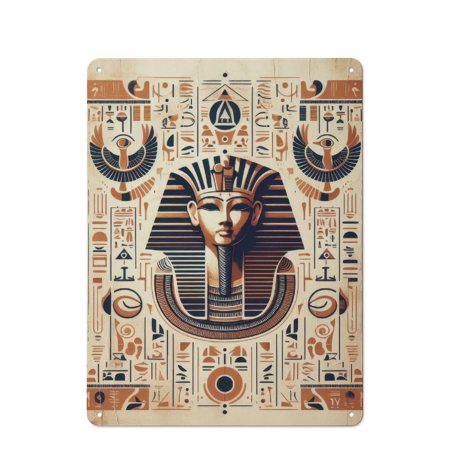 Junmoney Style-13 Tin Sign 40X30cm With Egyptian Pharaoh Art Print For Garage Wall, Retro-Style Decor, For Room Styling Across Garages And Workshops