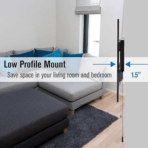 Miniatura 3 de ProMounts Soporte de pared para TV plano o fijo de alta calidad para pantallas de 37 a 110 pulgadas, soporta instalación de nivel de poste de 143