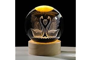 60mm 3D Laser Engraved Swan Glass Ball Figurine Home Decor