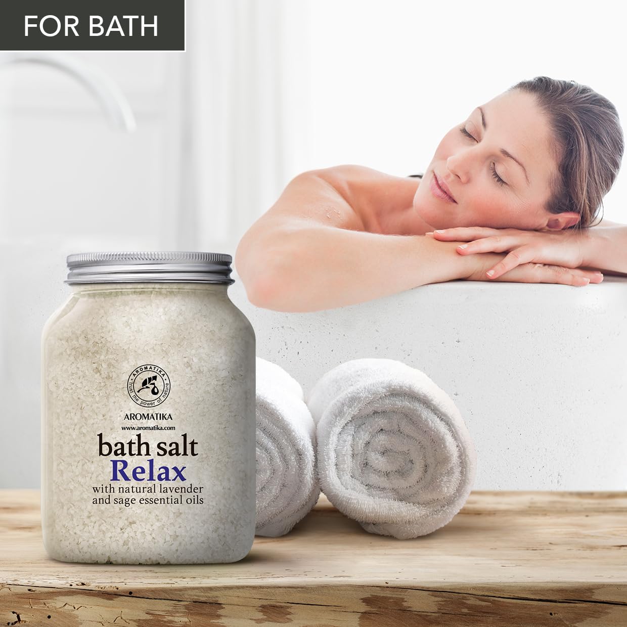 Sel de Bain Relaxant 1300g - Sel Marin avec Lavande Essentielle Naturelle - Meilleur pour un Bon Sommeil - Soulagement du Stress - Beauté - Bain - Soin du Corps - Sel D'Bain