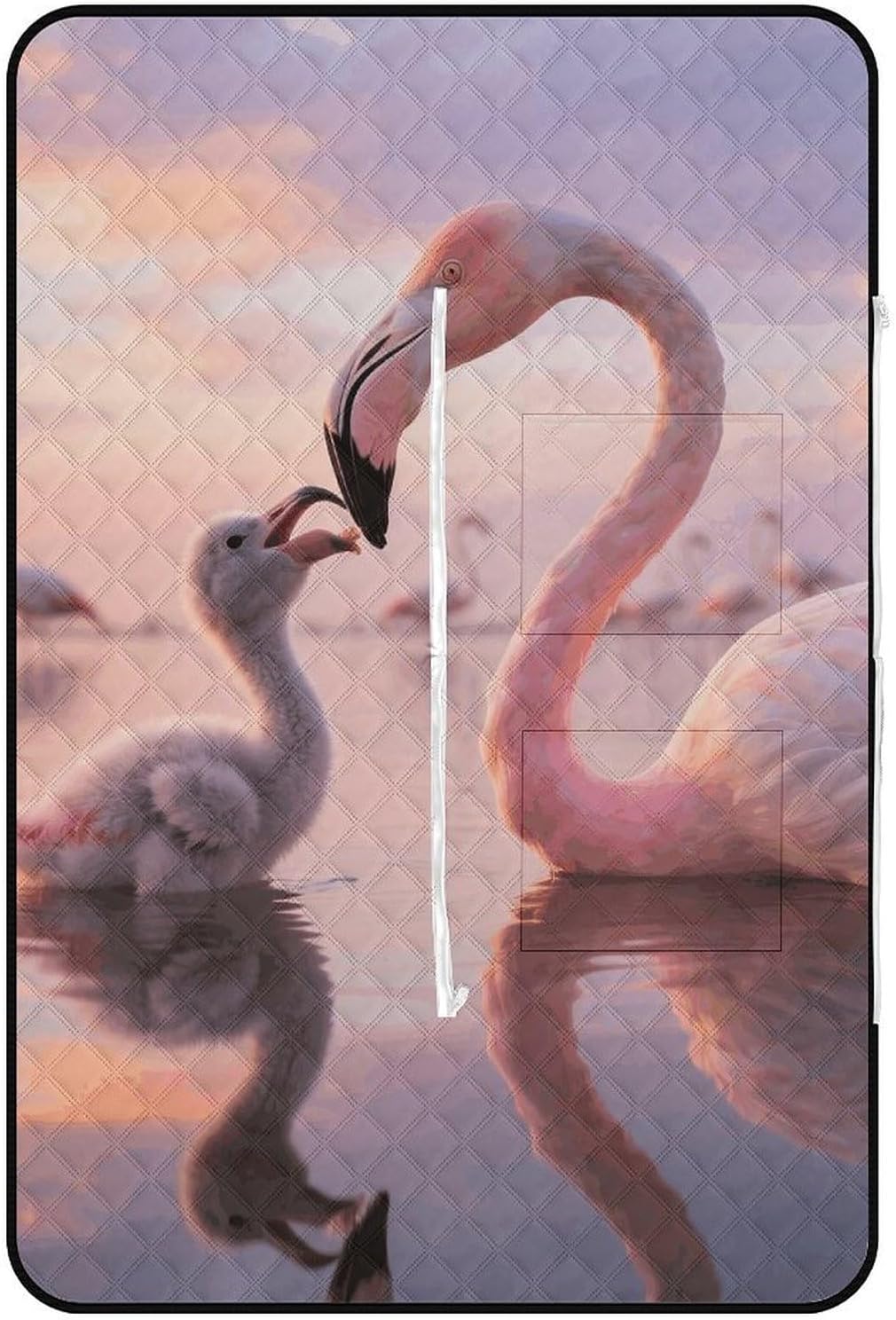 Pretty Sunset Pink Flamingo Picnic Blanket 150x100cm, Foldable 2-in-1 Picnic Mat and Tote Bag Portable Waterproof Beach Mat Sandproof Outdoor Blanket for Park, Hiking, Beach, Camping, Travel