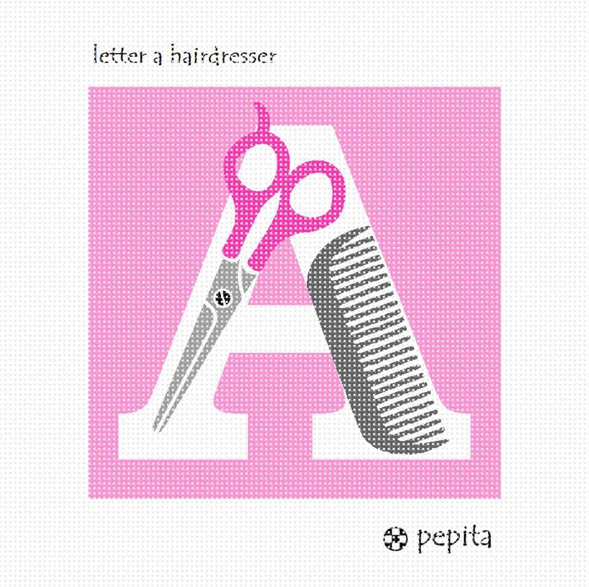 Pepita Needlepoint kit: Letter A Hairdresser, 7" x 7"