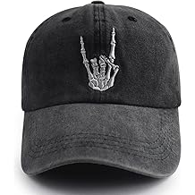 Skeleton Hands Baseball Cap for Men Women, Funny Adjustable Washed Denim Cotton Embroidered Dad Hat