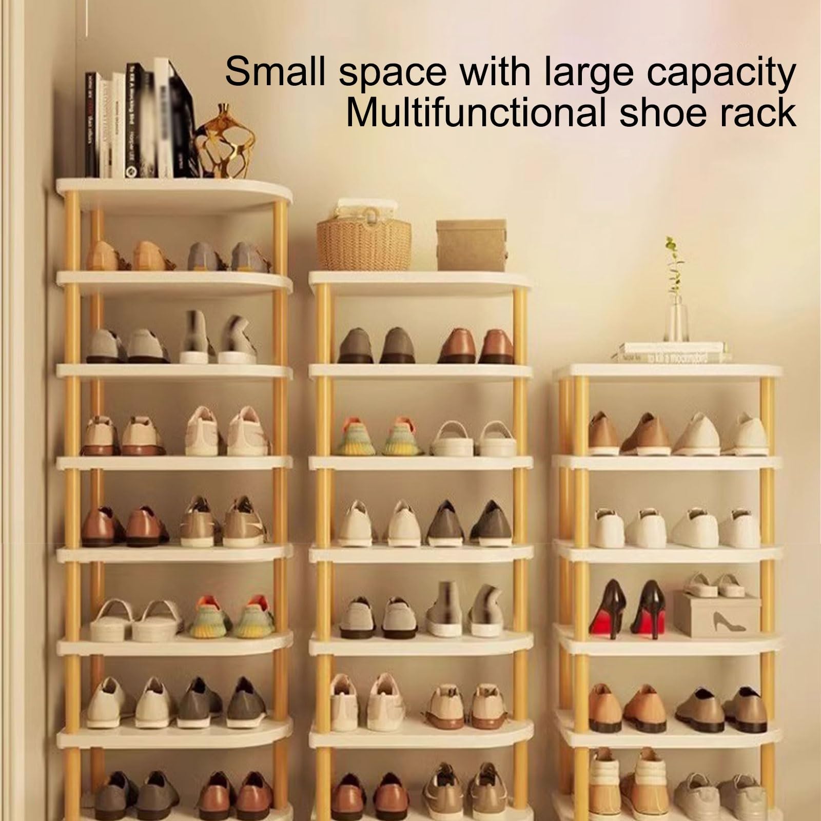JHDXL Vertical Display Shoe Rack, Shoe Rack Made of Solid Wood, Square Shoe Cabinet Storage, Shoes Closet Wood Shoe Storage, Shoe Organizer, Vertical Shoe Rack(64cm/25.2in)