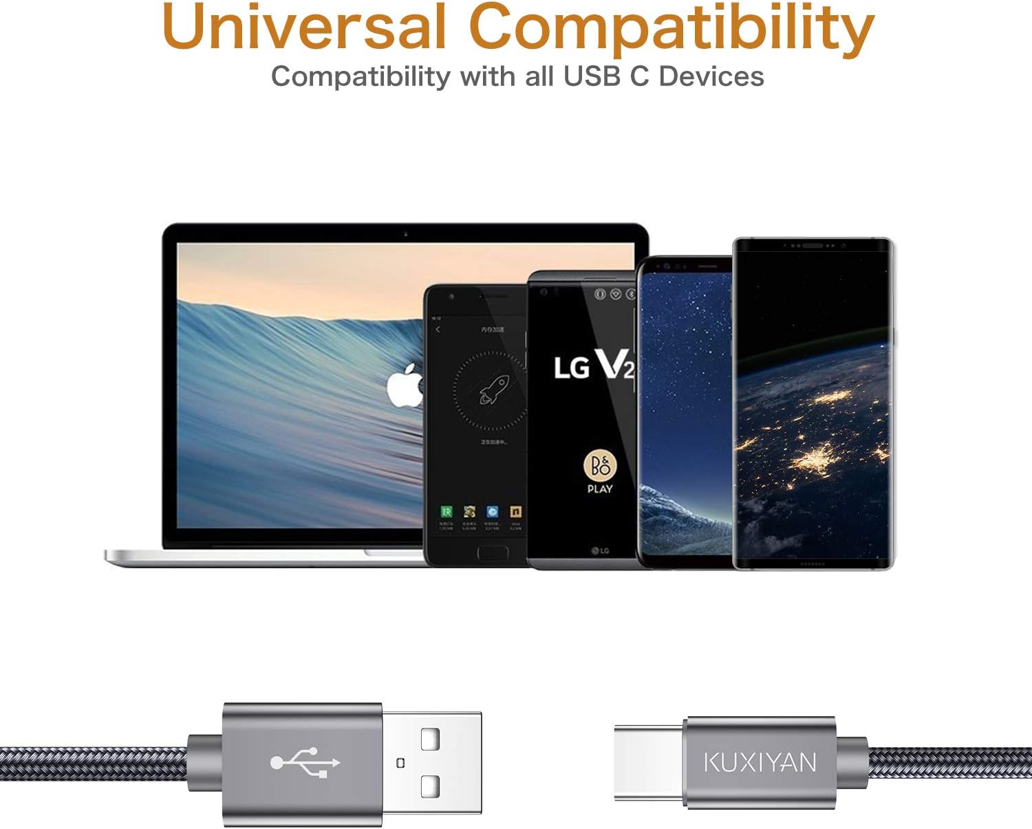 Popular Short USB C Cable,(0.5ft 2-Pack) USB Type C Charger Nylon Braided Fast Charging Cord Compatible Samsung Galaxy S10+ S9 S8 Plus,Note 9 8,LG G6 G7 V35,Pixel 2 XL,15cm Perfect Size for Power Bank(Grey)
