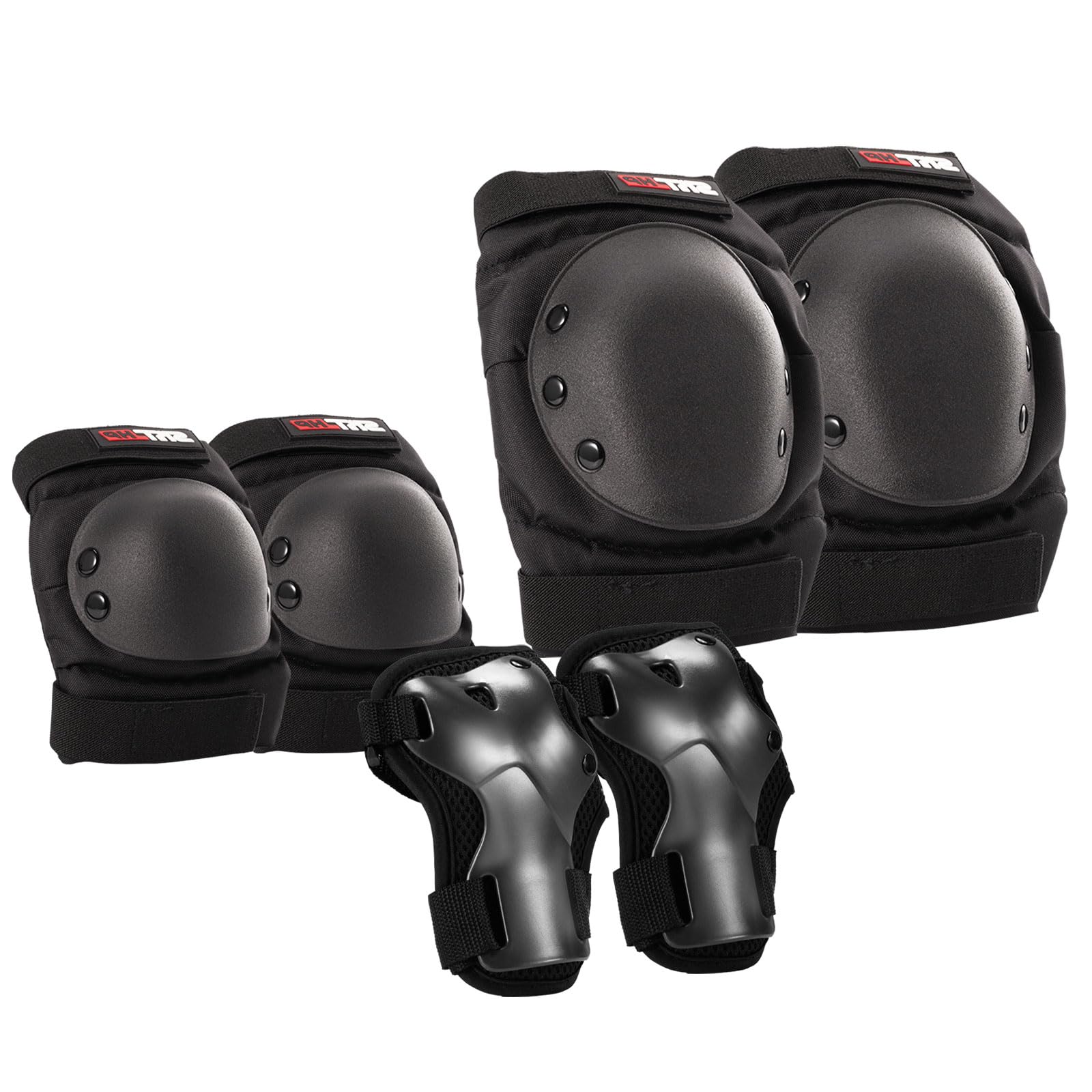 Rodilleras para patineta para adultos, rodilleras para mujeres, hombres, jóvenes, muñequeras para patinaje sobre ruedas, color negro 8