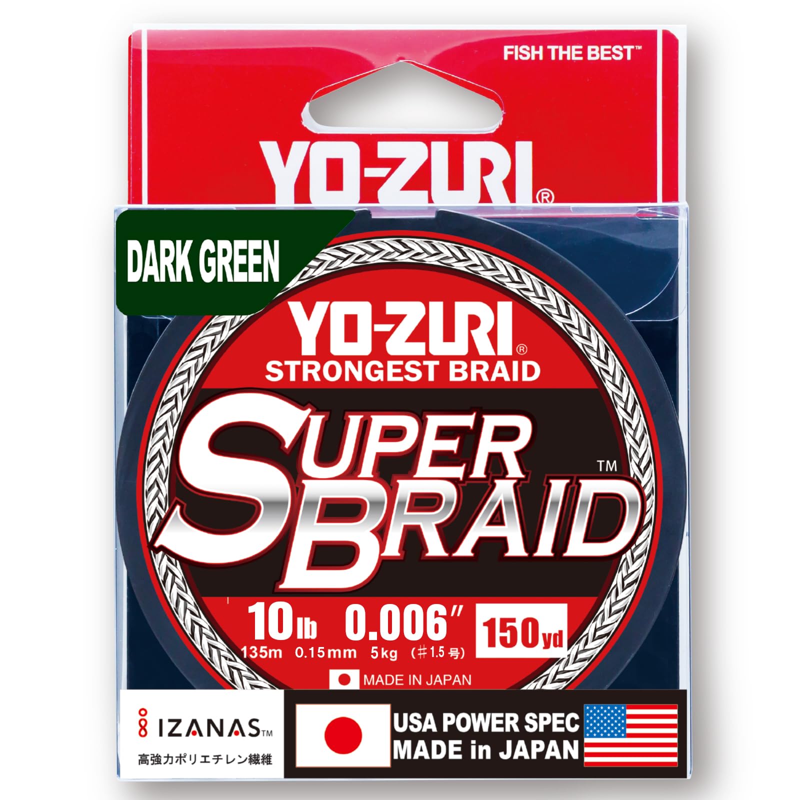 Yo-Zuri SuperBraid Dark Green 150 Yards Superbraid Fishing Line