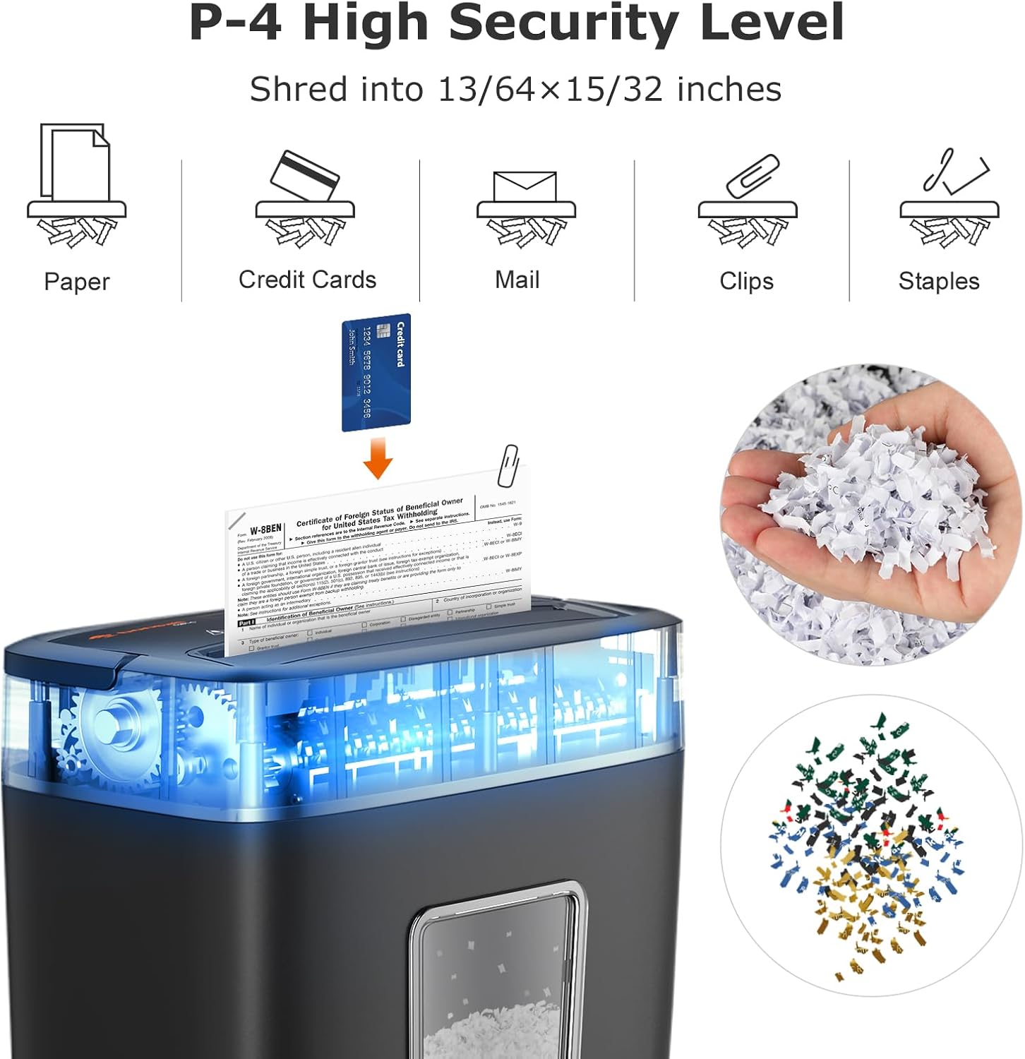 bonsaii 6 sheet high security micro cut paper shredder, credit cards/mail/staples/clips shredder for home use with 4.2 gallon bin (c261-d) microcut 6 sheet