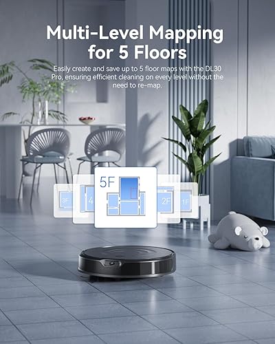 Miniatura 6 de Robot aspirador y trapeador combinado, aspiradora robótica de 9000 Pa con navegación inteligente LiDAR, ultra delgado, control de aplicación y voz,