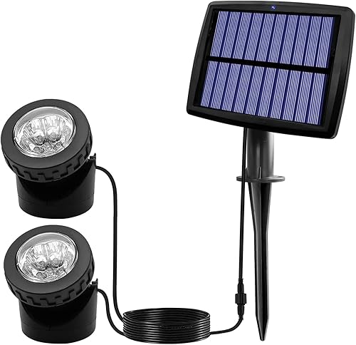 AVEKI Focos solares para estanques, 12 luces LED solares subacuáticas con doble cabeza, impermeable, submarino, paisaje, iluminación de seguridad AVEKI Focos solares para estanques, 12 luces LED solares subacuáticas con doble cabeza, impermeable, submarino, paisaje, iluminación de seguridad