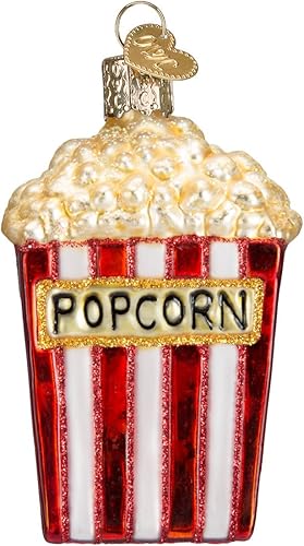 Old World Christmas Ornamentos Ballpark Foods Adornos de vidrio soplado para árbol de Navidad, palomitas de maíz
