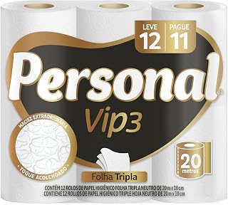 Personal Papel Higiênico Vip Folha Tripla Com 12 Rolos De 20M