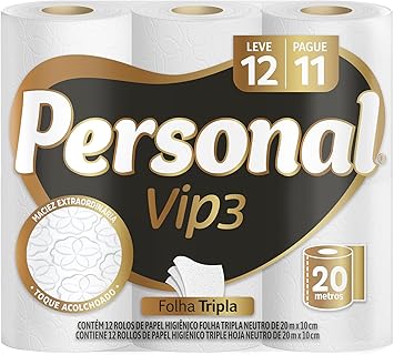 Papel Higiênico Personal VIP Folha Tripla 12 Rolos 20m