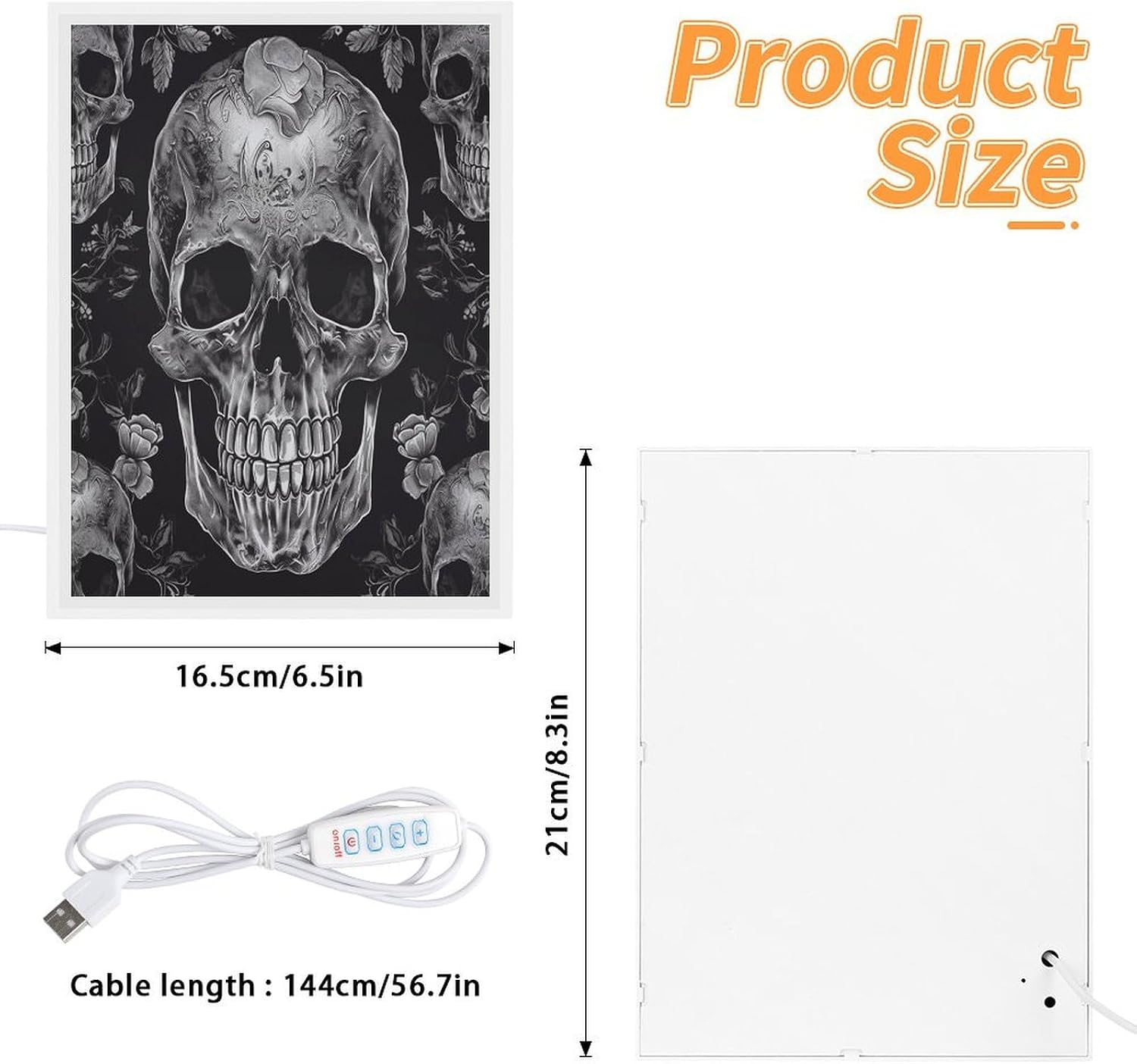 Skull Skeleton Vanity Mirror LED Vanity Mirror with Lights 3 Color Modes with Lighted Makeup Mirrors Acrylic Decoration Desk Mirrors for Bedroom Bathroom8.3 x6.5 image 2