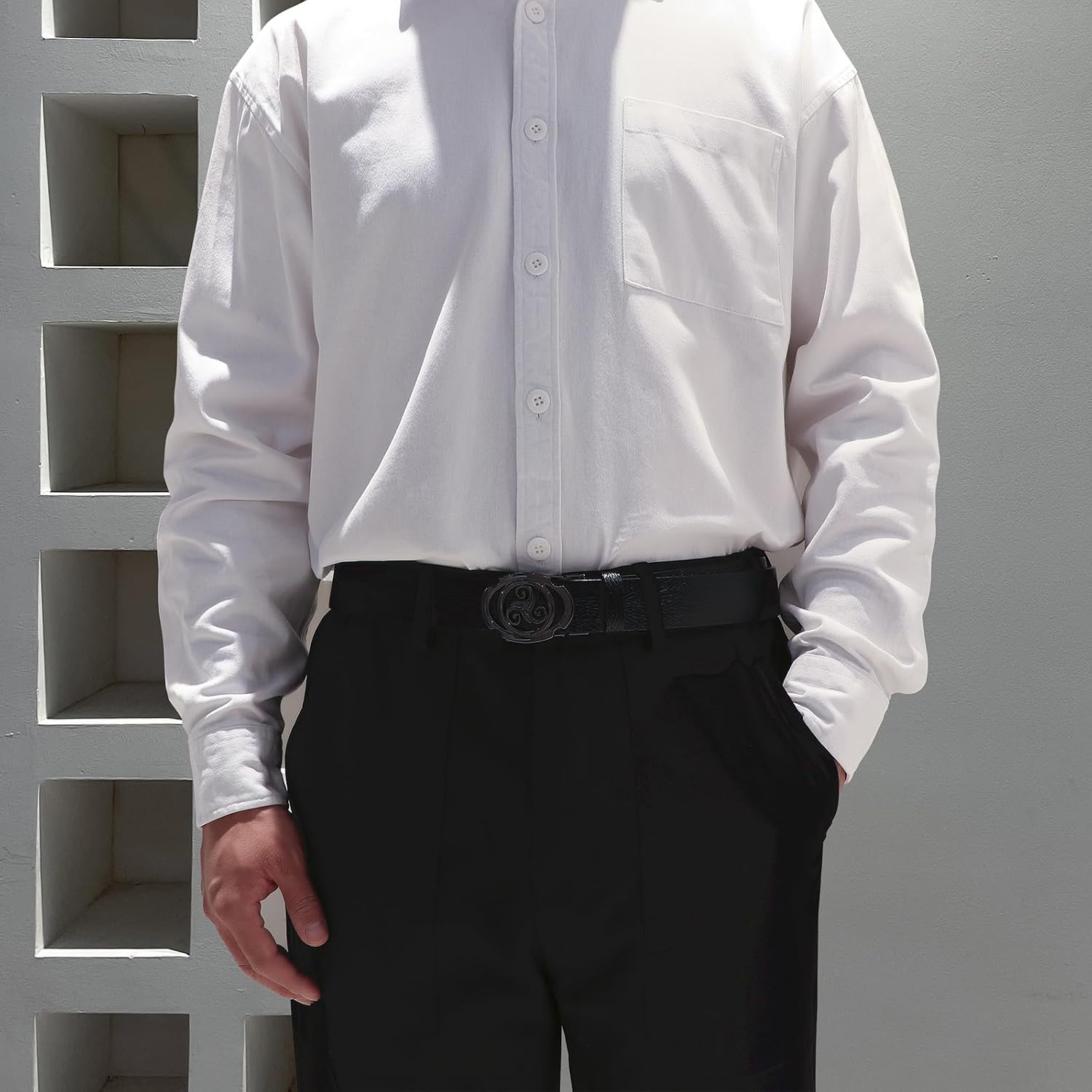 Men's Leather Belt Genuine Leather Ratchet Belt for Business & Casual Wear, Can Be Cut to Fit