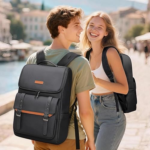 Miniatura 8 de hk Mochila de viaje para laptop para mujeres y hombres, mochila universitaria para laptop de 17.3 pulgadas, color negro para viajes, trabajo y uso