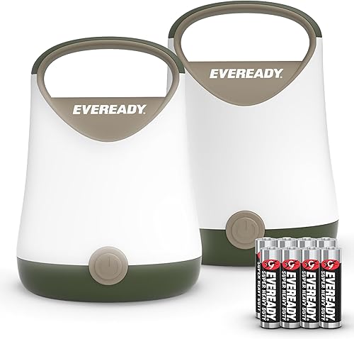 Eveready GPAL411 - Faroles LED compactos, 250 lúmenes, verdebronceado, paquete de 2, linterna pequeña que funciona con 2 pilas AA o 4 AA