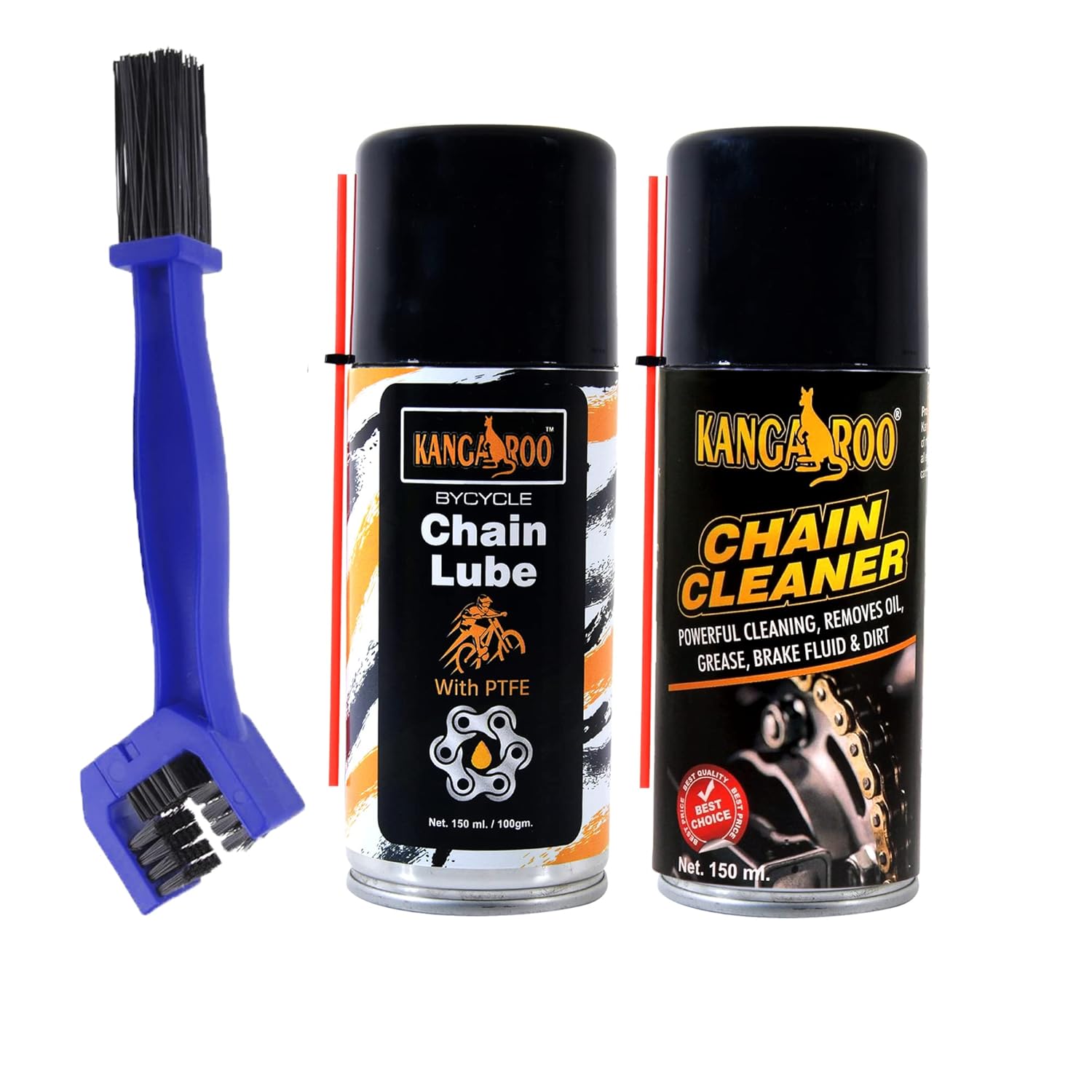 Kangaroo® Bicycle Chain Lube and Chain Cleaner with Cleaning Brush