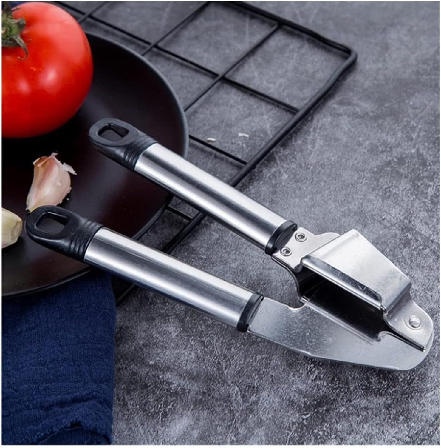 Knoblauchpresse, Ingwerpresse Ginger Mincer, rostfreie Edelstahl Zerkleinerer, kein Schälen nötig, ergonomischer Griff, Leicht zu Drücken Sauber, Professionelle, Silver, 18,5 * 4,5 cm