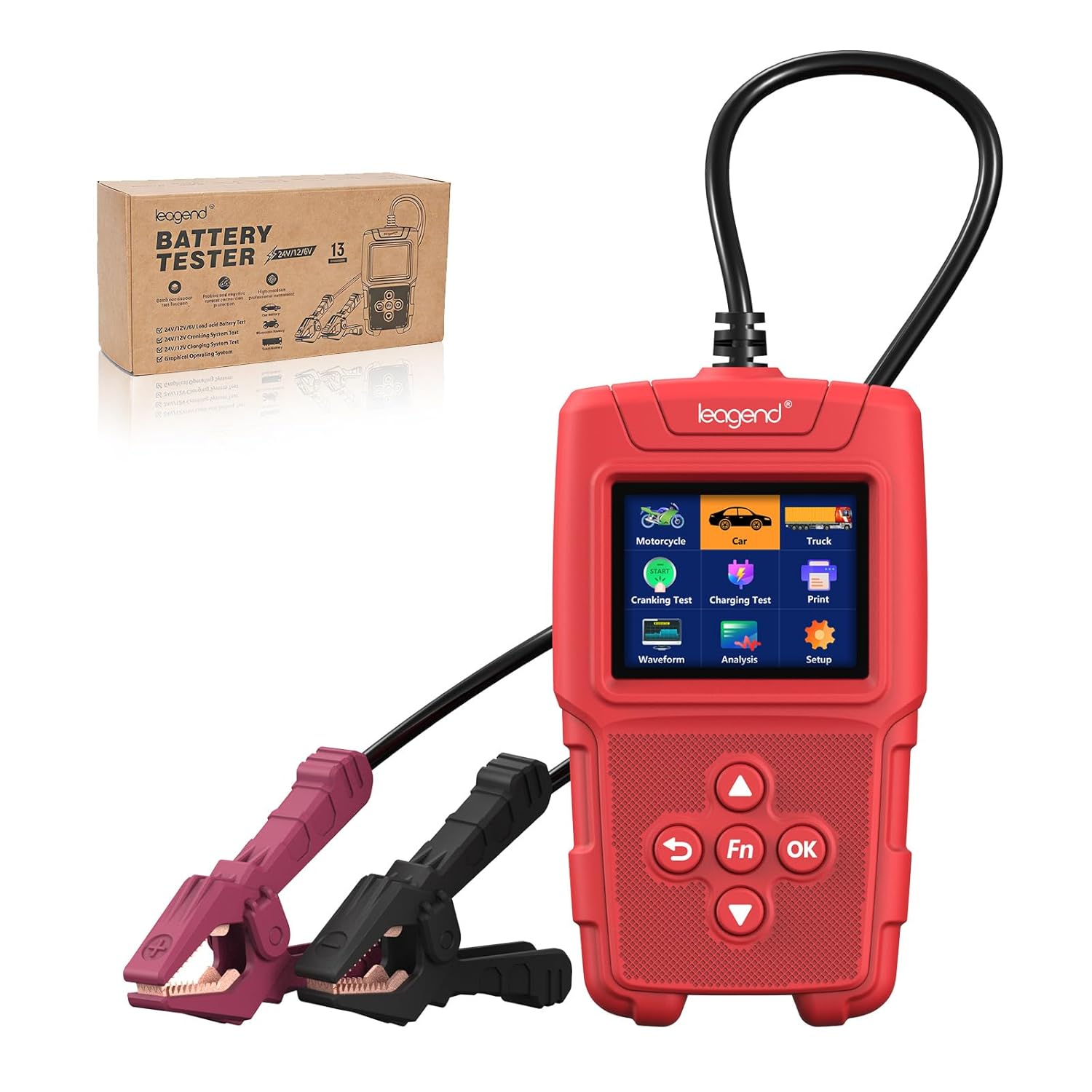 Car Battery Tester 6V/12V/24V with 2100 Test Records & 120s Waveform Save, Battery Load Tester for Cars/Trucks/Motorcycles/Marine Lead-Acid Batteries