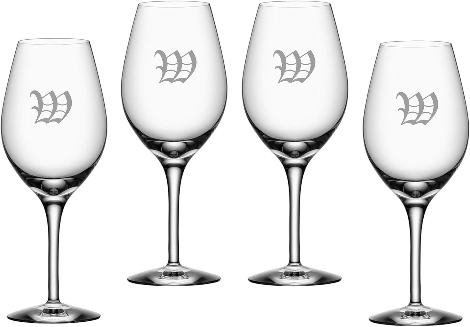 Orrefors More Wine Personalized Crystal Wine Glasses, Set of 4 13oz Custom Engraved All Purpose Wine Glasses for Red or White Wine