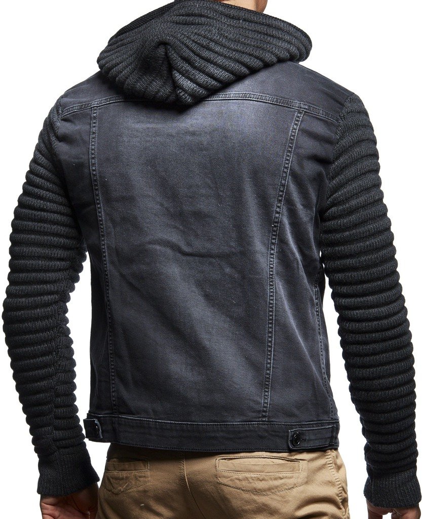 Leif Nelson Jeansjacke Herren, Jeans Denim Kapuzenjacke, Männer Jeans Jacke mit coolen Strickärmel, modernes Design in Regular Fit