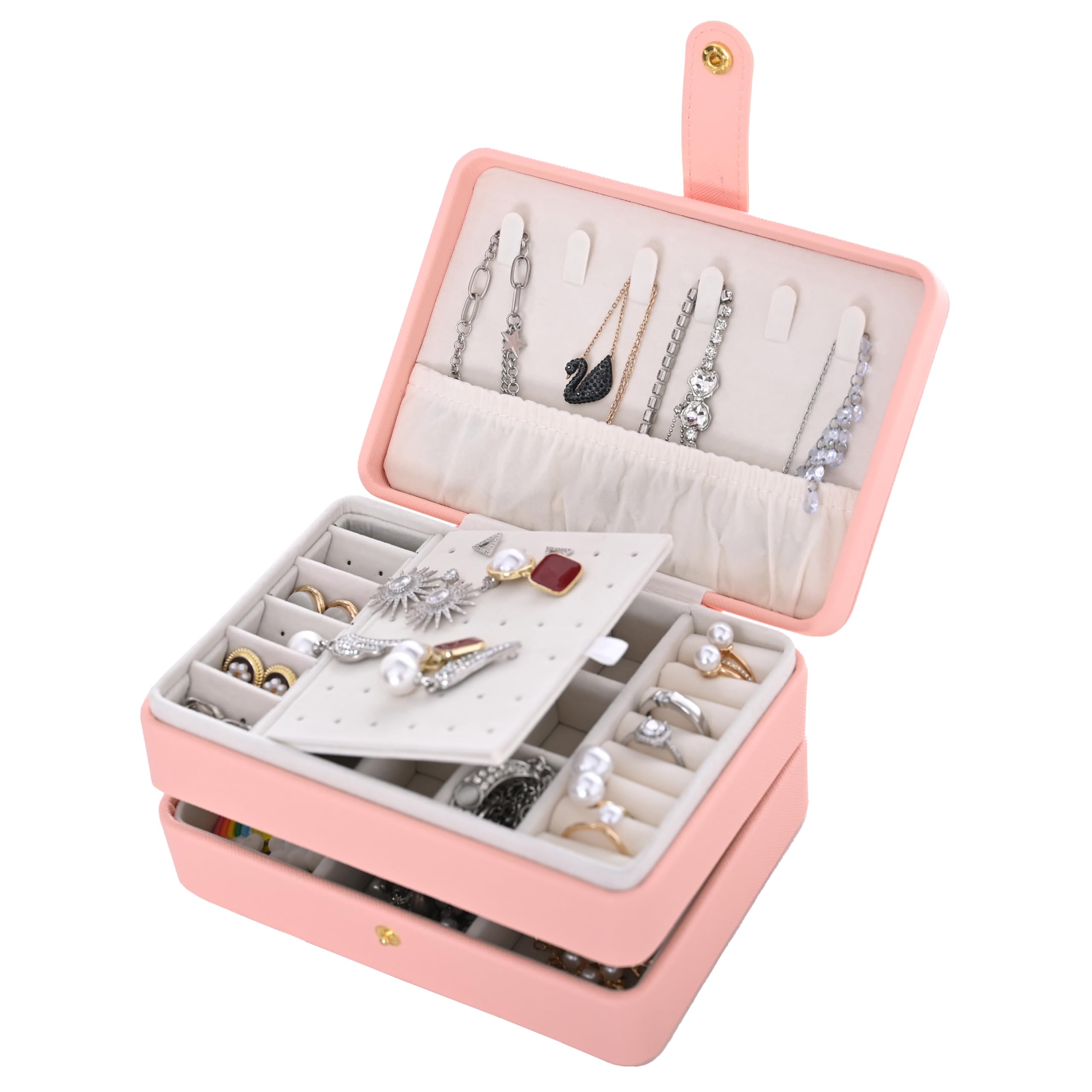 Boîte à bijoux cuir 3 couches : Le cadeau fille idéal pour bague et collier