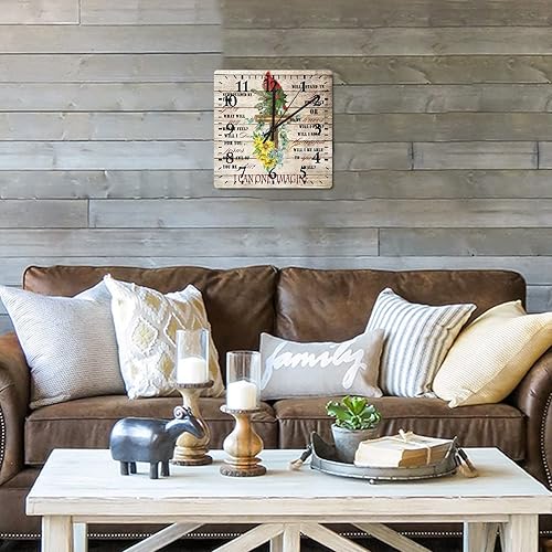 Miniatura 6 de I Can Only Imagine - Reloj de pared religioso de 10 pulgadas con diseño de pájaros cardenales cruzados para dormitorio, funciona con pilas,