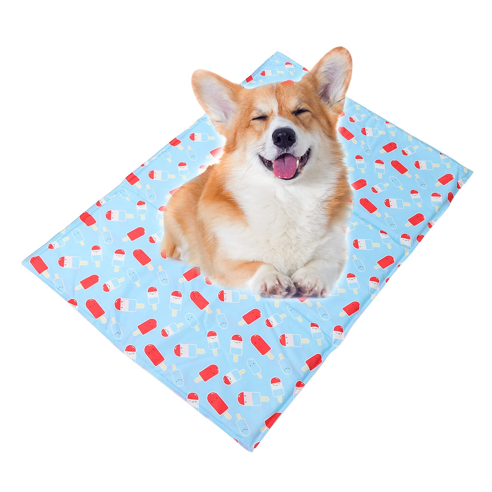Estera refrigerante para mascotas, almohadilla refrigerante de gel con hielo para perros y gatos, manta fresca con diseño de dibujos para climas calurosos, con malla transpirable y (XL: 71*111cm)