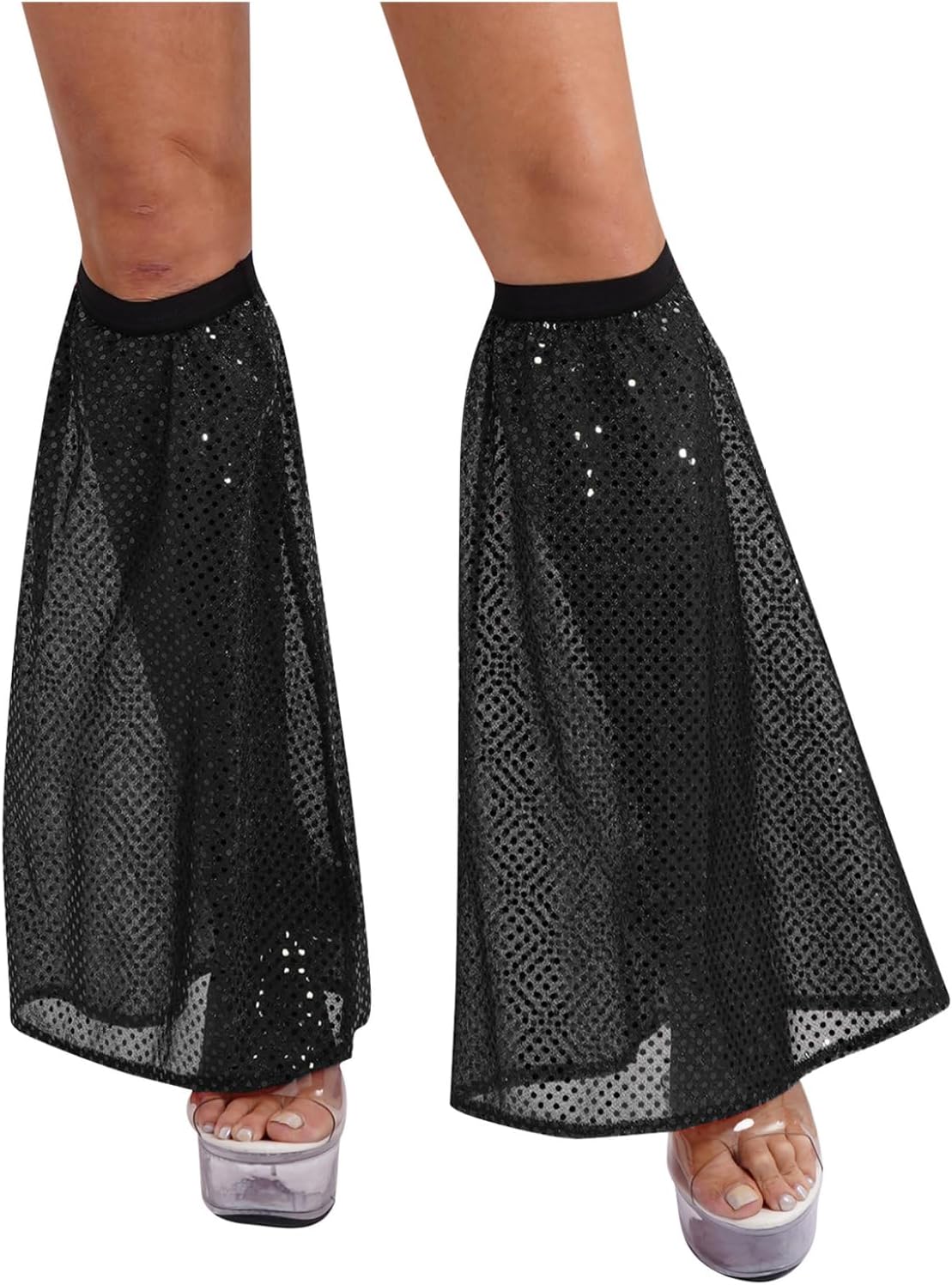 Adult Sparkly Sequin Leg Warmers Wide Legs Boot Cover Elastic Party Rave Leg Socks Costume for Women and Girls