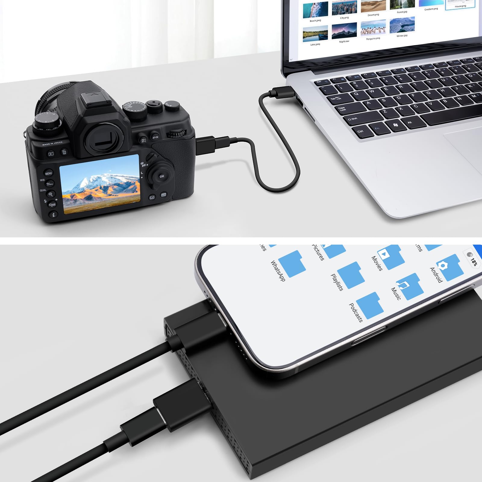 Adapter USB C na USB 3.0 Micro-B do zewnętrznego dysku twardego HDD/SSD, WD, Seagate, Orico/Sabrent, Toshiba, Samsung T5/T7 itd. Czarny