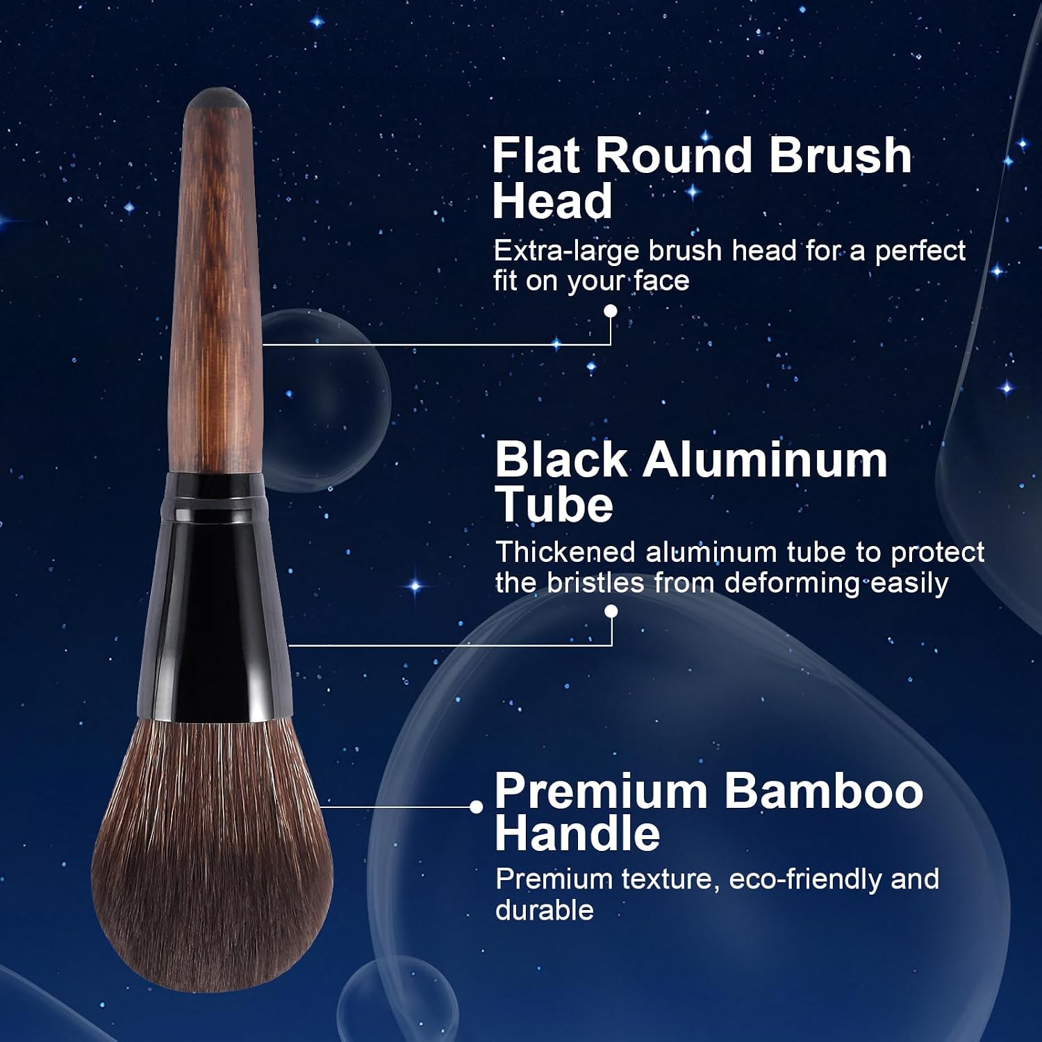 Large Bamboo Mineral Powder Brush, Fluffy Foundation Makeup Brush Kabuki Brushes with Soft Synthetic Bristles for Loose & Pressed Powder, Liquid, Cream, Buffing, Blending, Vegan & Cruelty-Free Tool