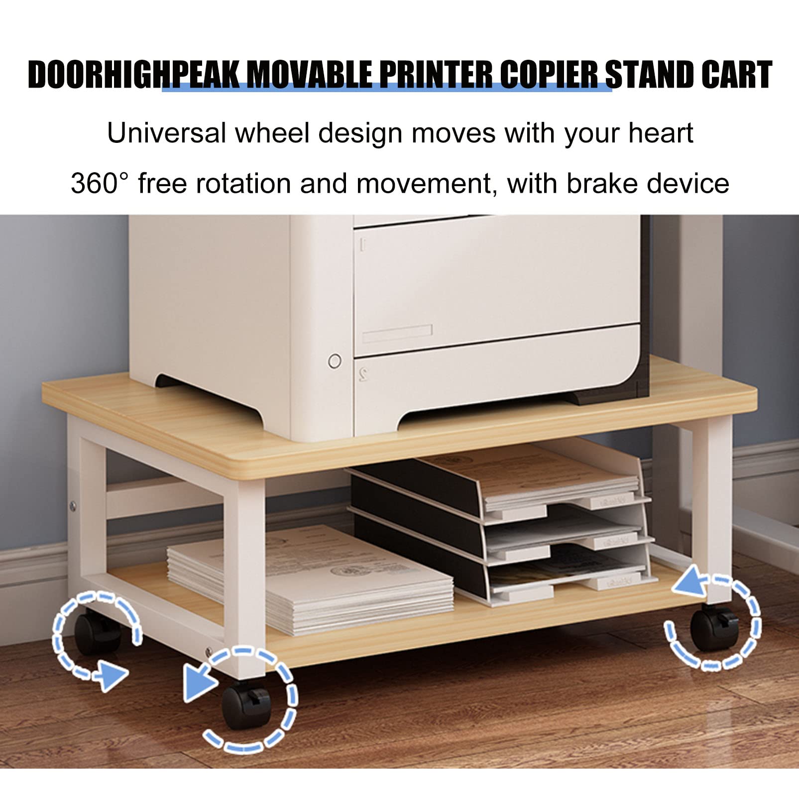Generico Carrello per Stampante Mobile Regolabile con Ruote - Supporto Mobile sotto la scrivania per l'archiviazione in Ufficio, Versatile scaffale per stampanti, Materiali di consumo e Accessori.