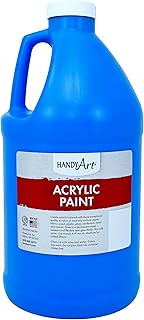 Handy Art Acrylic Paint, Fluorescent Blue, 64 oz Half Gallon, Glow UV Neon Under Black Light, Semi-Gloss Student Fluid Acrylic, Creamy Flow Consistency, Safe & Non-Toxic, Made in USA