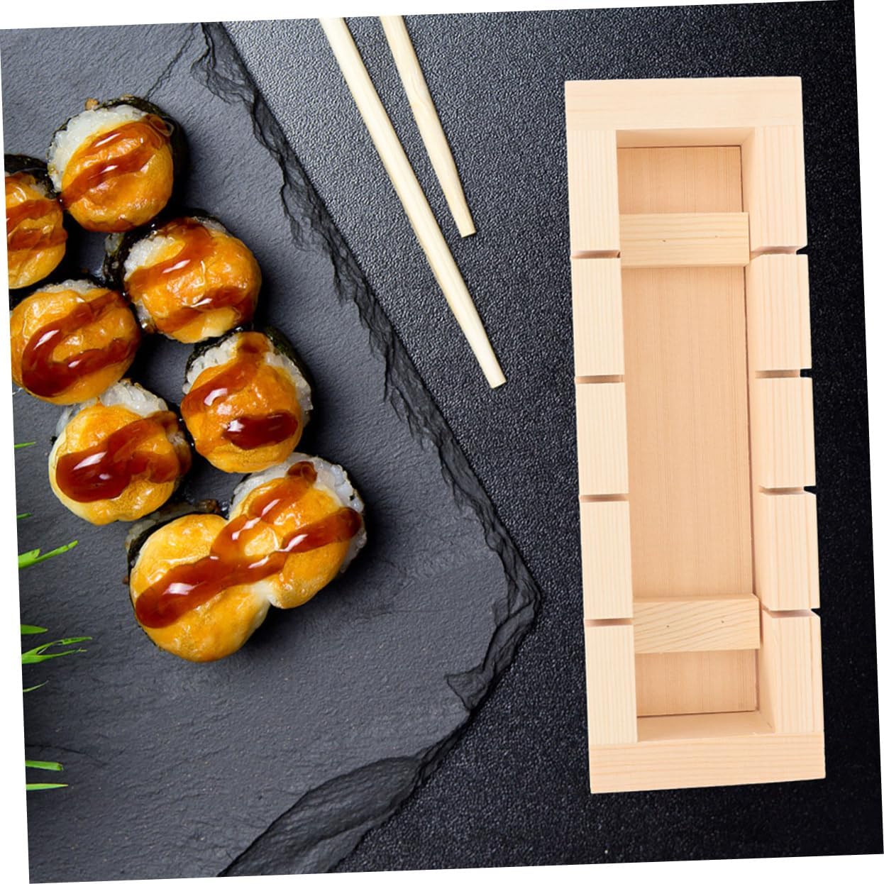 2pcs Wooden Sushi Mold Non-stick Rice Press Maker for Making Practical Kitchen Tools for