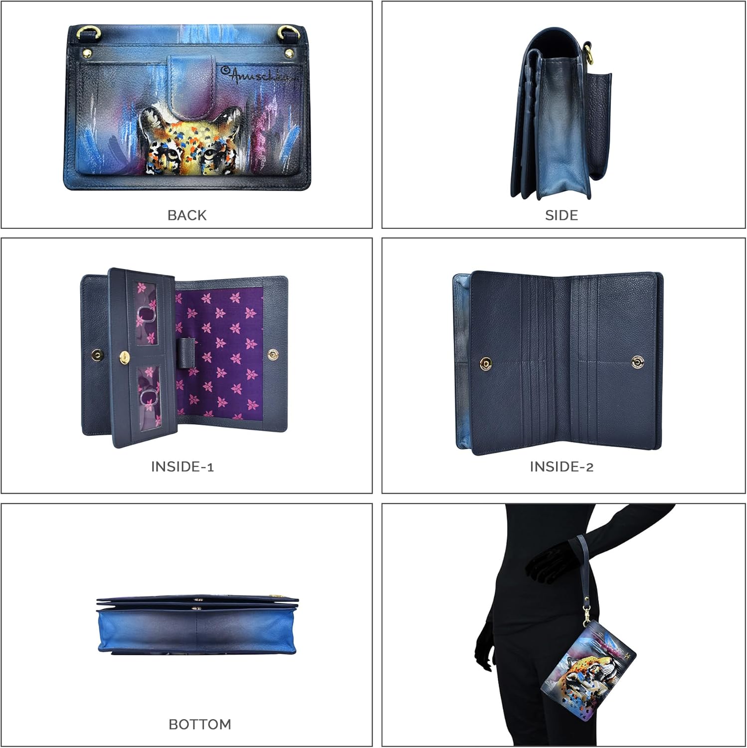 Anuschka Women's Original Hand-Painted Leather 4-in-1 Organizer Crossbody - Image 4