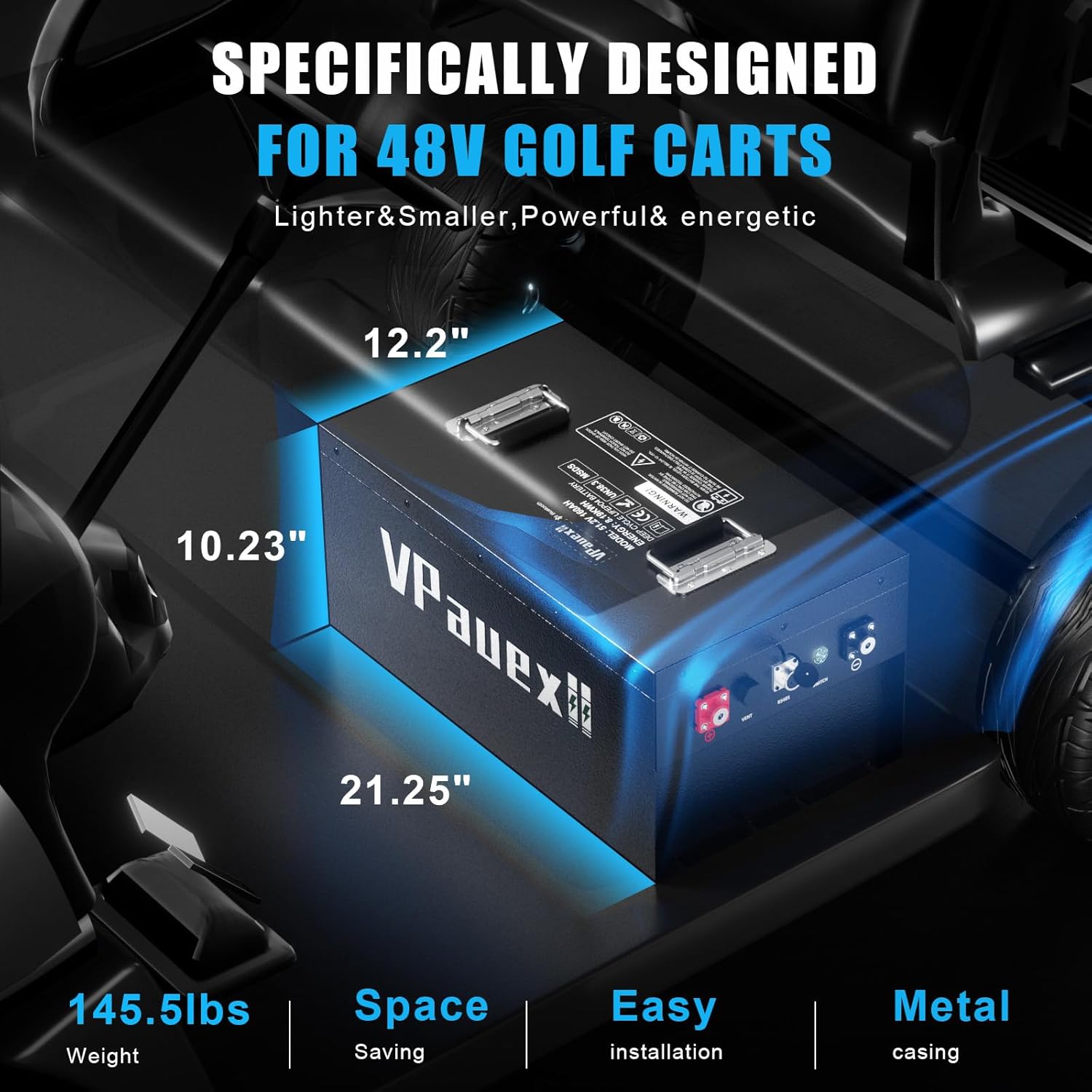 48V 160Ah Lithium Golf Cart Battery,48V Golf Cart Batteries with 22A Charger,Built-in 200A BMS,Metal Casing,Supports Mobile APP,Touch Monitor,6000+ Cycles,Peak Current 1000A,Max 10.24kW Output Power thumbnail