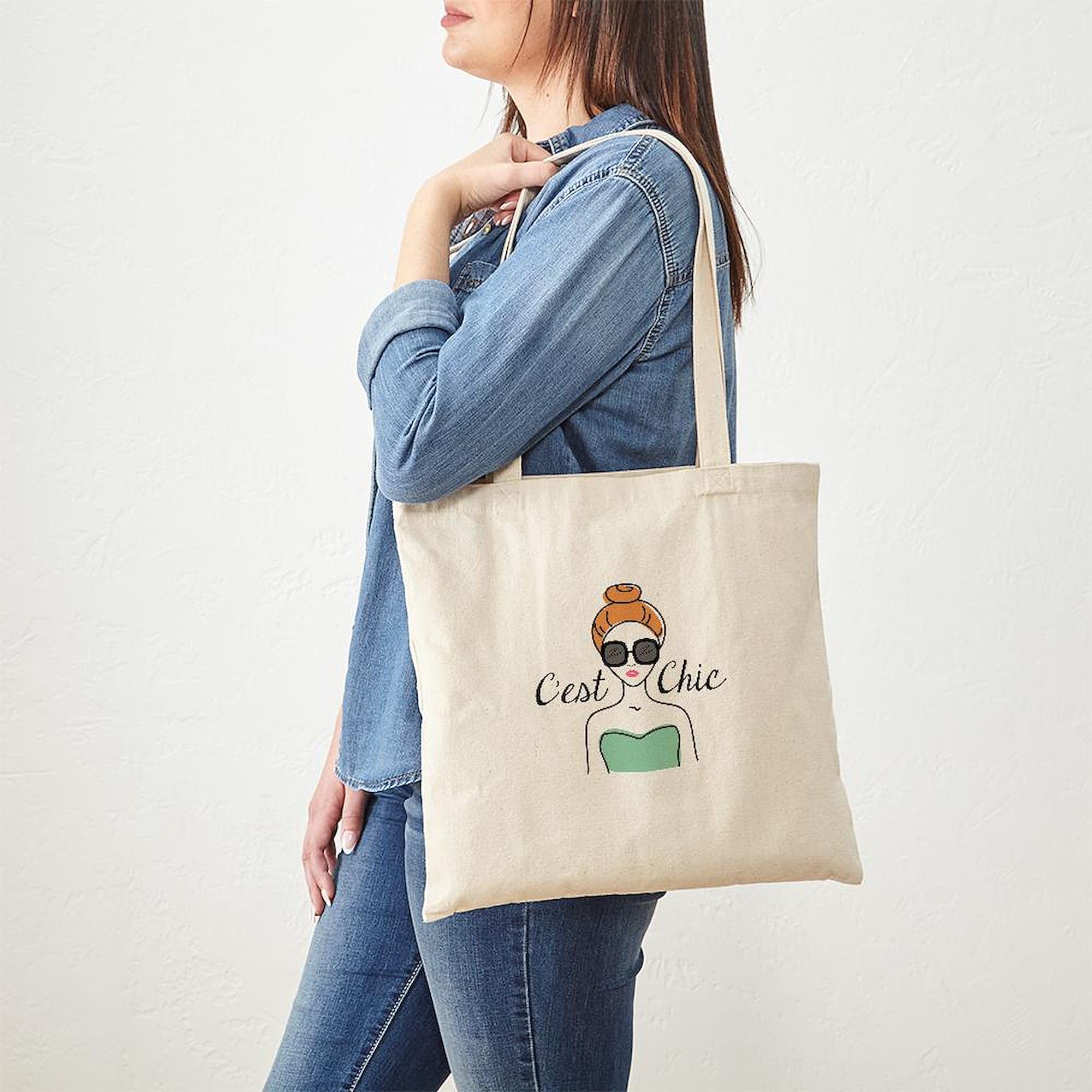 Latvian Chick Tote Bag - Natural Canvas Reusable Shopping Bag, Two Size Options