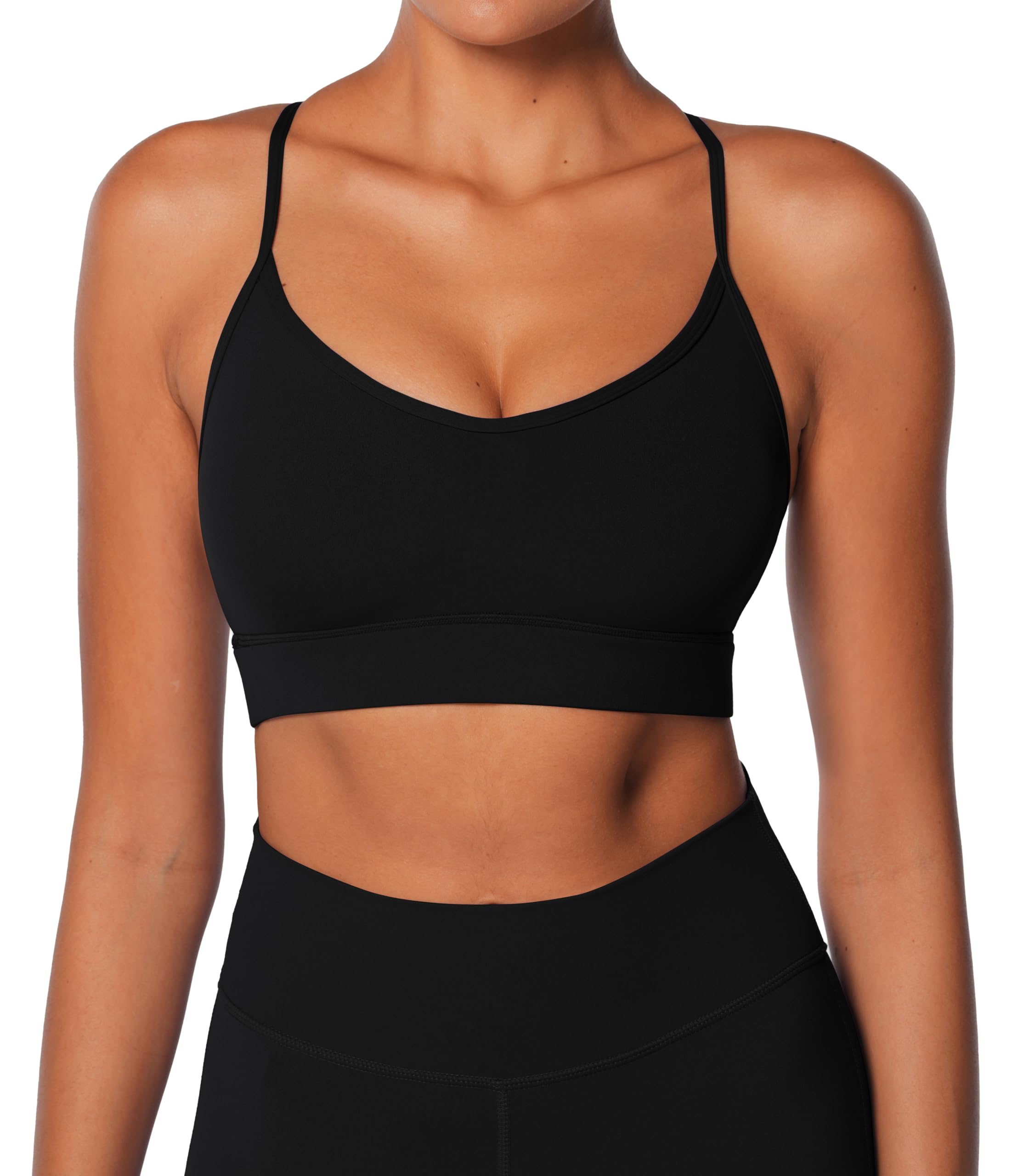 Sunzel Sports Bra for Women, Criss-Cross Open Back Adjustable Strappy Bras, Workout Gym Padded Yoga Bra with Removable Pads