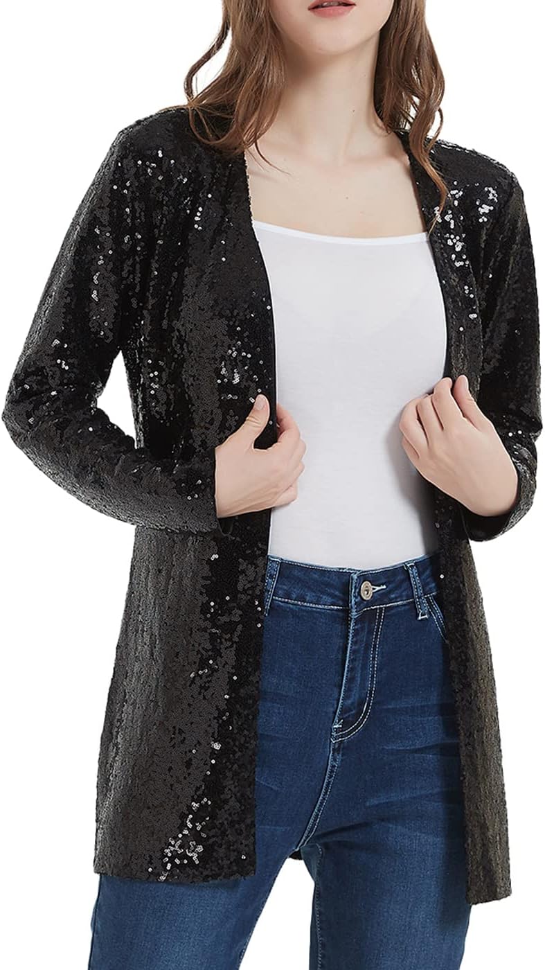 Anna-Kaci Women's Sequin Jacket Open Front Coat Blazer Party Cocktail Outerwear Cardigan, - Image 3