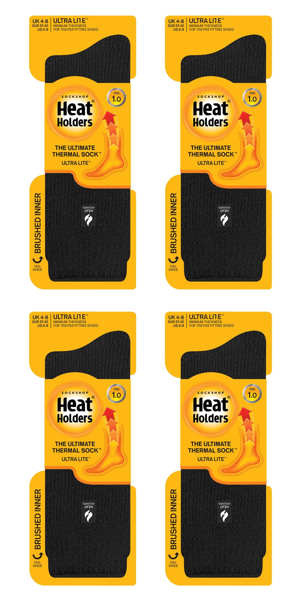 HEAT HOLDERS Ultra Lite - Paquete múltiple de 4 pares de calcetines térmicos para mujer, calcetines ultra delgados y cálidos para calcetines de vestir en invierno