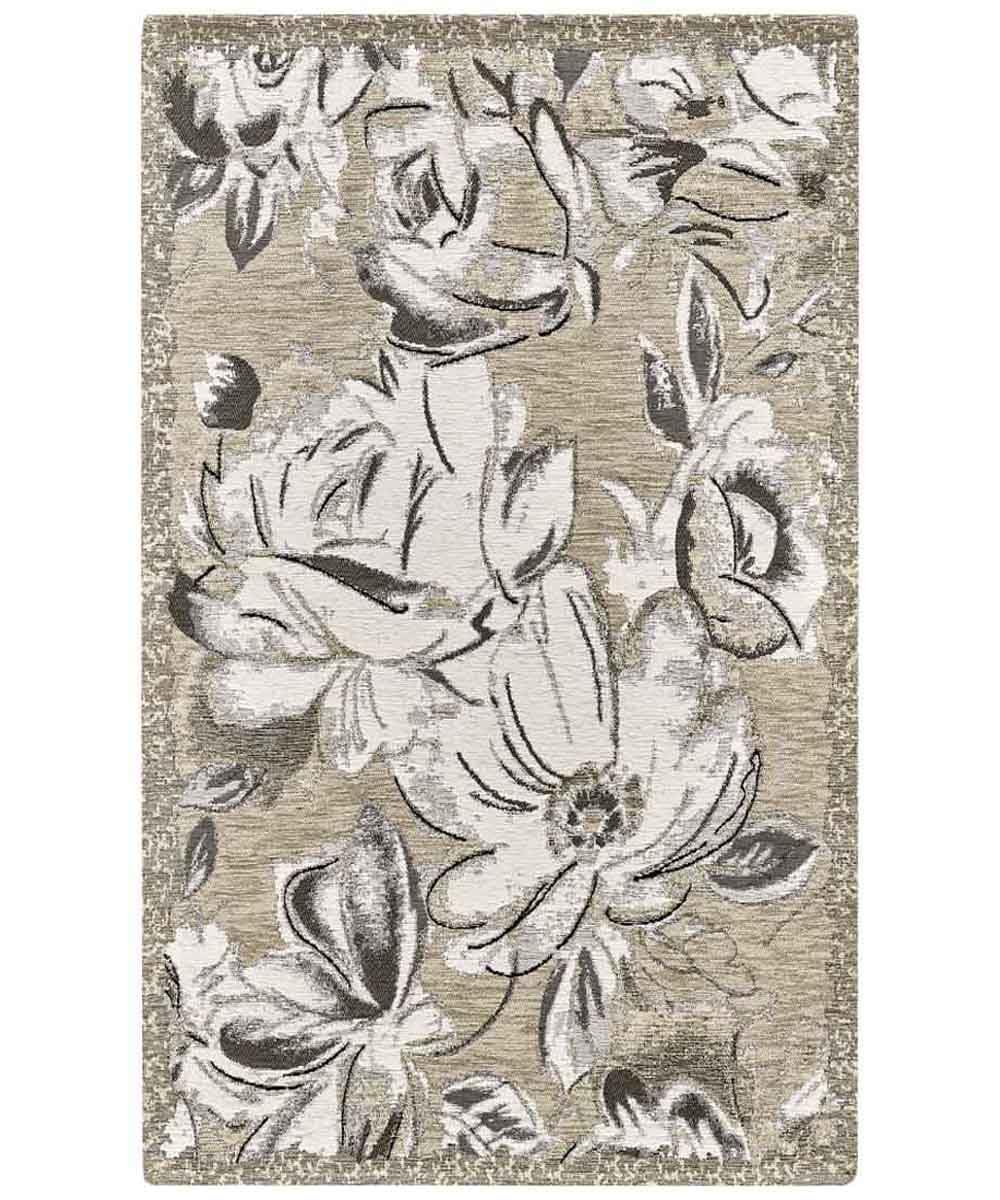 Pierre Tappeti Tappeto moderno floreale ASTER TORTORA in ciniglia multiuso lavabile antiscivolo cm.65x110 (Coppia)