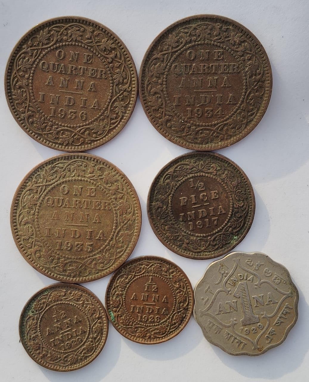 George V -7 Coin Collection, For Teen, Brown